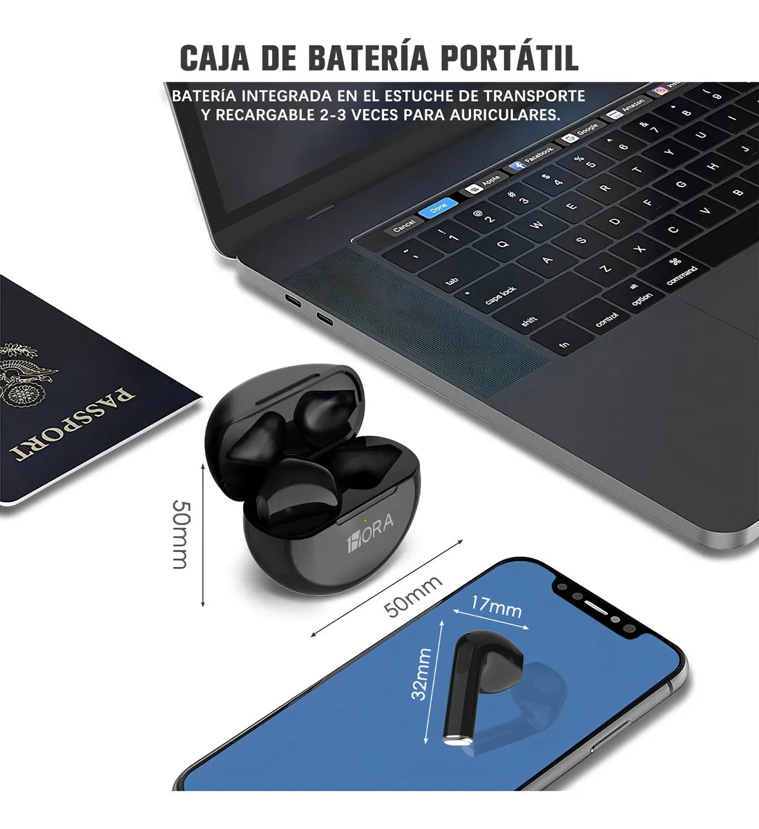 Audifonos Bluetooth Inalambricos 1hora Negros