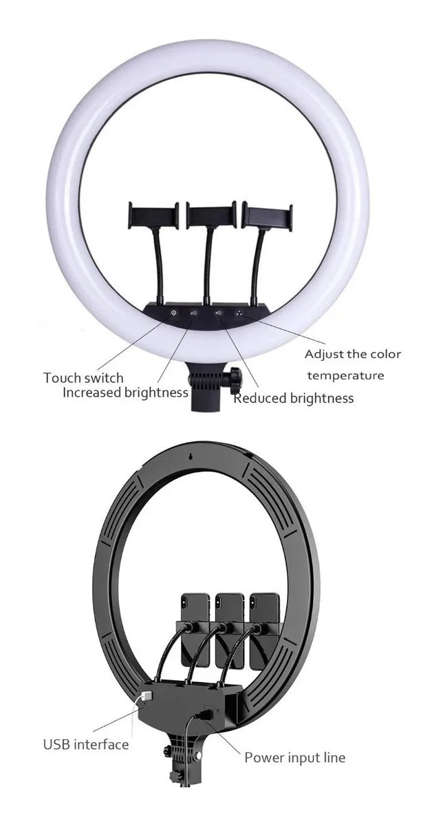Aro De Luz Blanca 45cm + Control + 3 Soportes